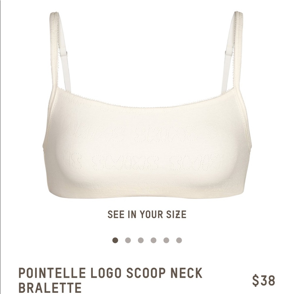 Pointelle Logo Scoop Neck Bralette by Skims